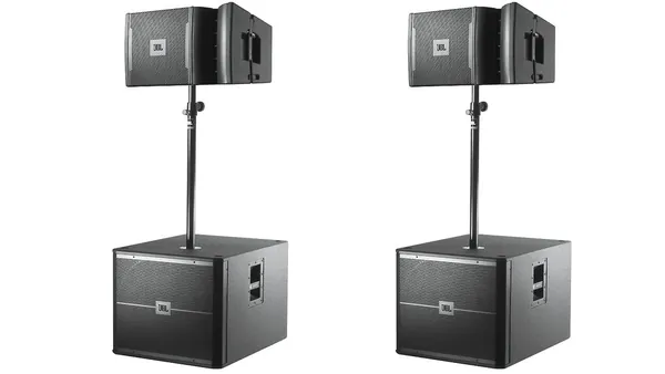 2× JBL VRX 932LA + 2× JBL SRX 718 + 2× mellemrør