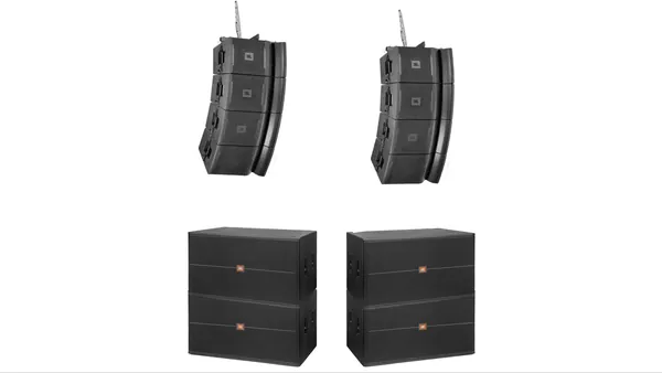 8× JBL VRX 932LA + 4× JBL SRX 728 + 2× beslag