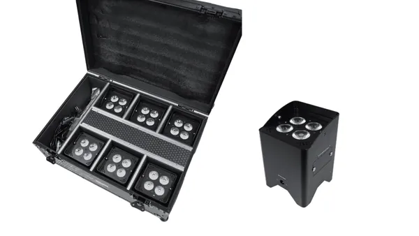 6× EL Uplight RGBWA 4×15W + flightcase